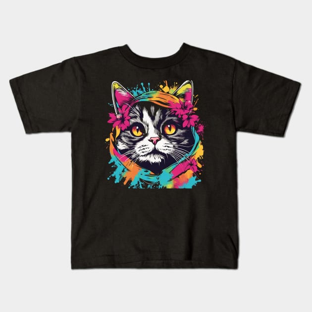 Cat-mom Kids T-Shirt by Jhontee